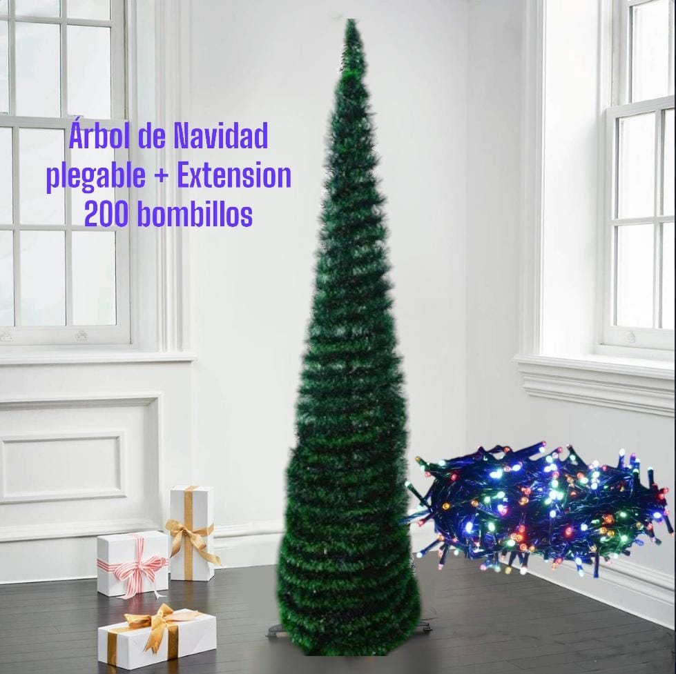 Árbol de Navidad Plegable con Luces LED