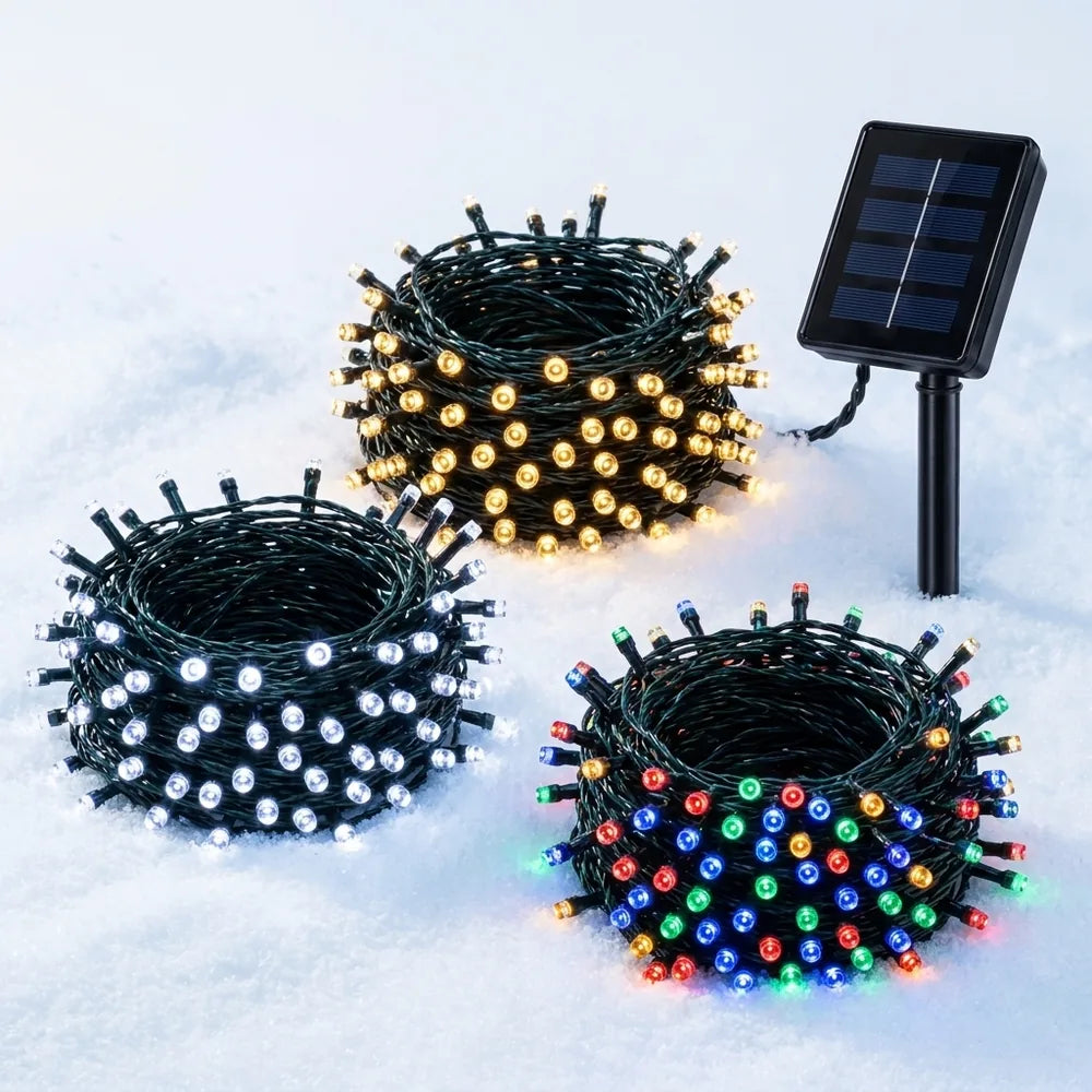 luces navidad panel solar