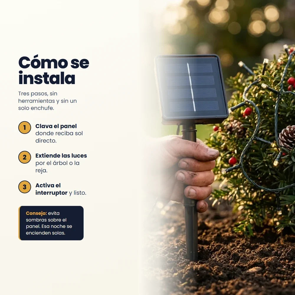 luces navidad panel solar